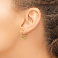 14k Gold Polished Intertwined Filigree Hoop Earrings-TF1282