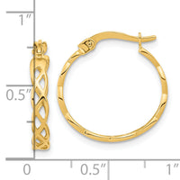 14k Gold Polished Intertwined Filigree Hoop Earrings-TF1282