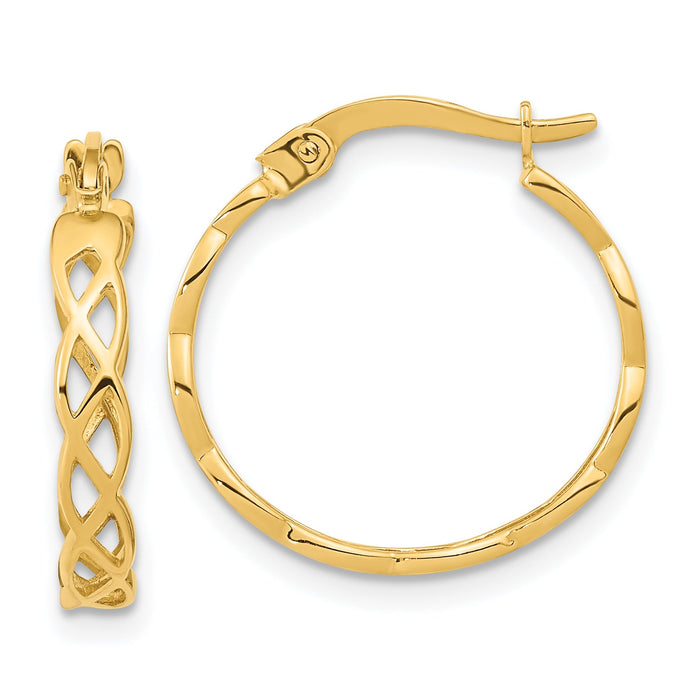14k Gold Polished Intertwined Filigree Hoop Earrings-TF1282