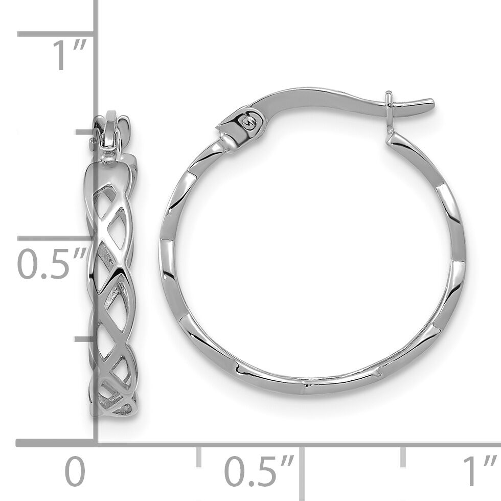14k White Gold Polished Intertwined Filigree Hoop Earrings-TF1282W