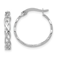 14k White Gold Polished Intertwined Filigree Hoop Earrings-TF1282W