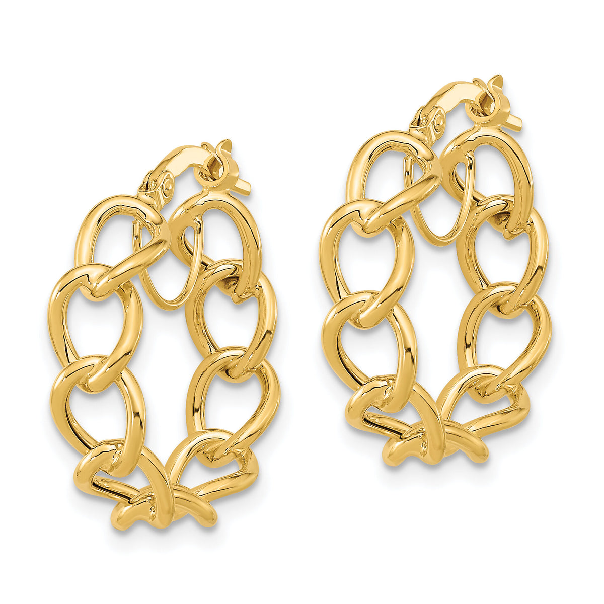 14k Polished Cable Link Circle Hoop Earrings-TF1283