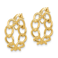 14k Polished Cable Link Circle Hoop Earrings-TF1283