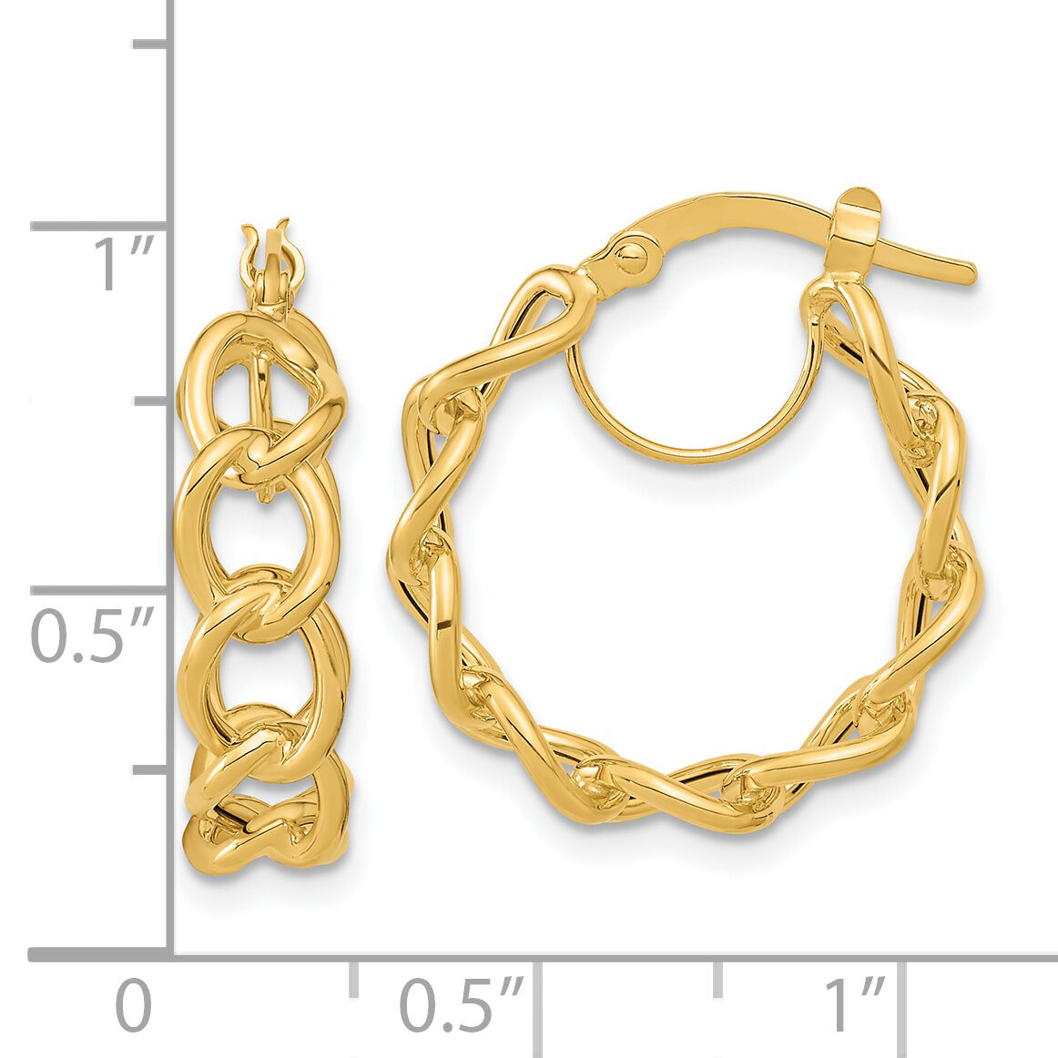 14k Polished Cable Link Circle Hoop Earrings-TF1283