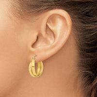 14k Polished Diamond-cut Twist Hoop Earrings-TF1286