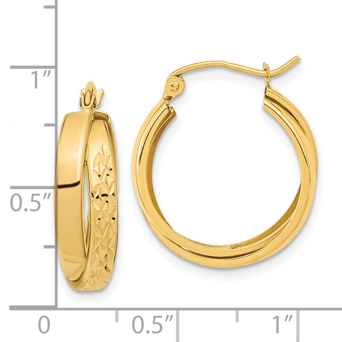 14k Polished Diamond-cut Twist Hoop Earrings-TF1286