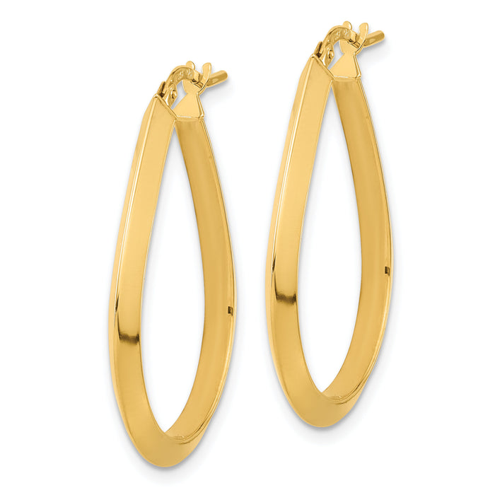 14k Polished 2.75mm Knife Edge Teardrop Shape Hoop Earrings-TF1291