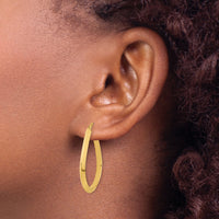 14k Polished 2.75mm Knife Edge Teardrop Shape Hoop Earrings-TF1291