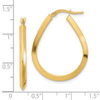 14k Polished 2.75mm Knife Edge Teardrop Shape Hoop Earrings-TF1291