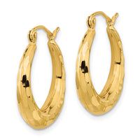 14k Polished Diamond-cut Hoop Earrings-TF1300