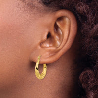 14k Polished Diamond-cut Hoop Earrings-TF1300