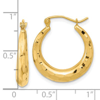 14k Polished Diamond-cut Hoop Earrings-TF1300