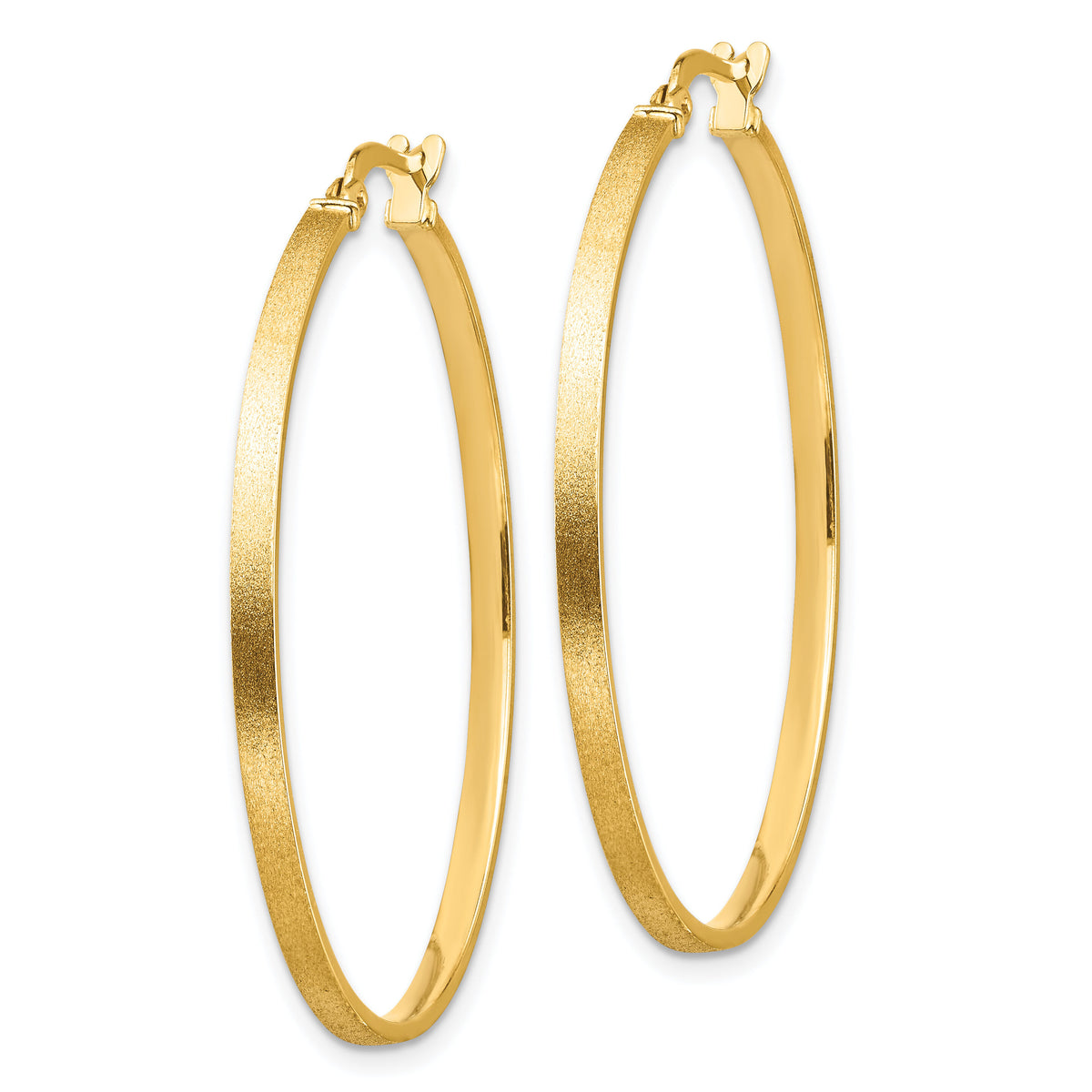 14k Brushed and Polished 2mm Hoop Earrings-TF1361