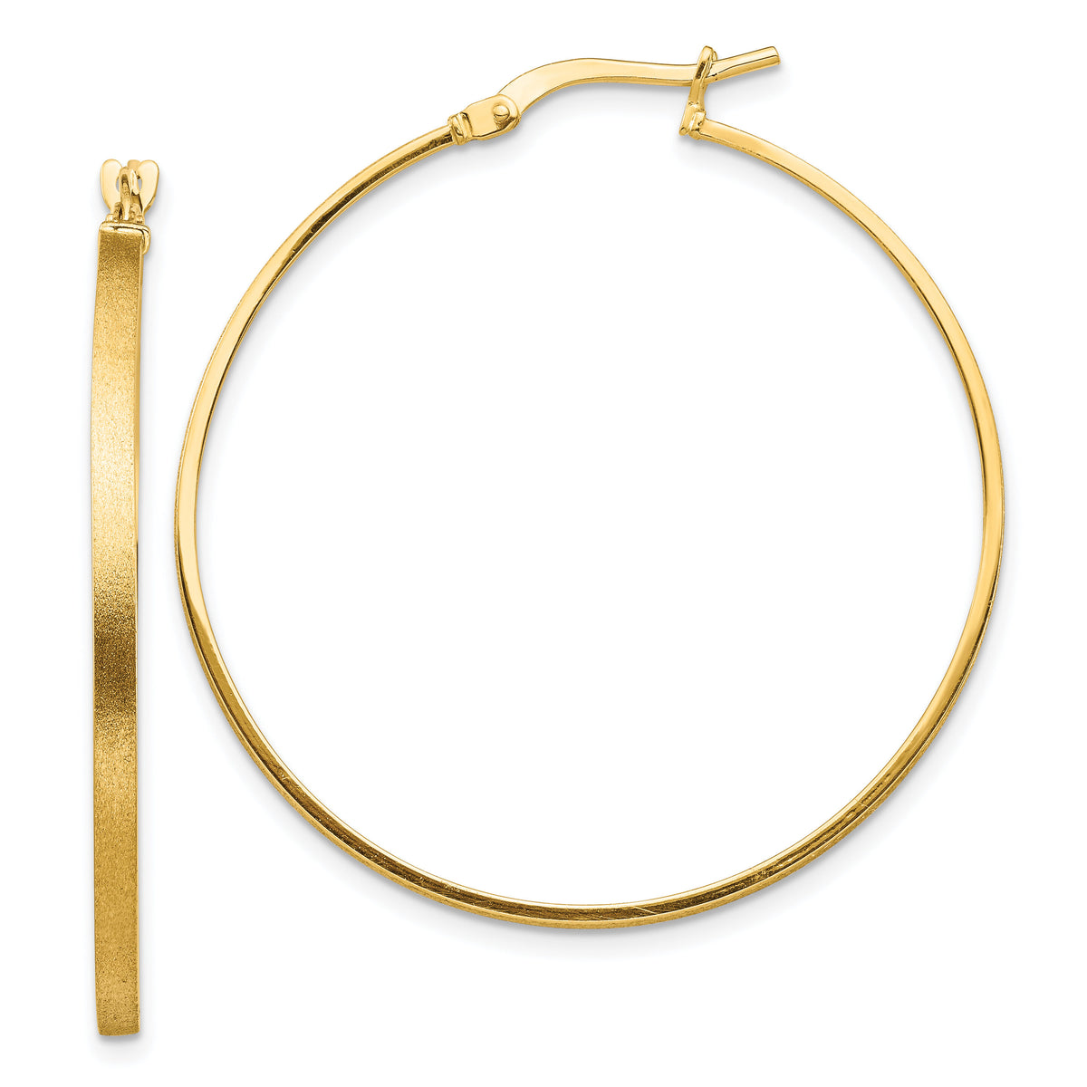 14k Brushed and Polished 2mm Hoop Earrings-TF1361