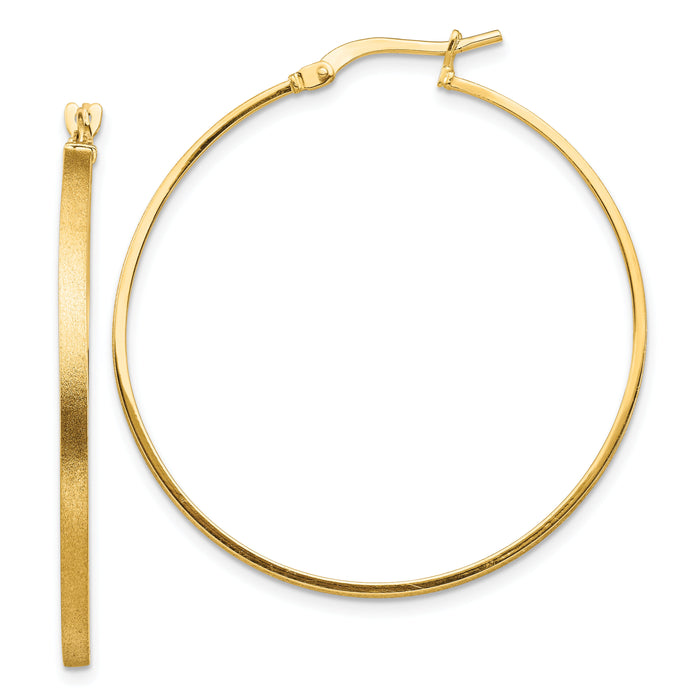 14k Brushed and Polished 2mm Hoop Earrings-TF1361