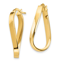 14k Polished 3mm Wavy Hoop Earrings-TF1362