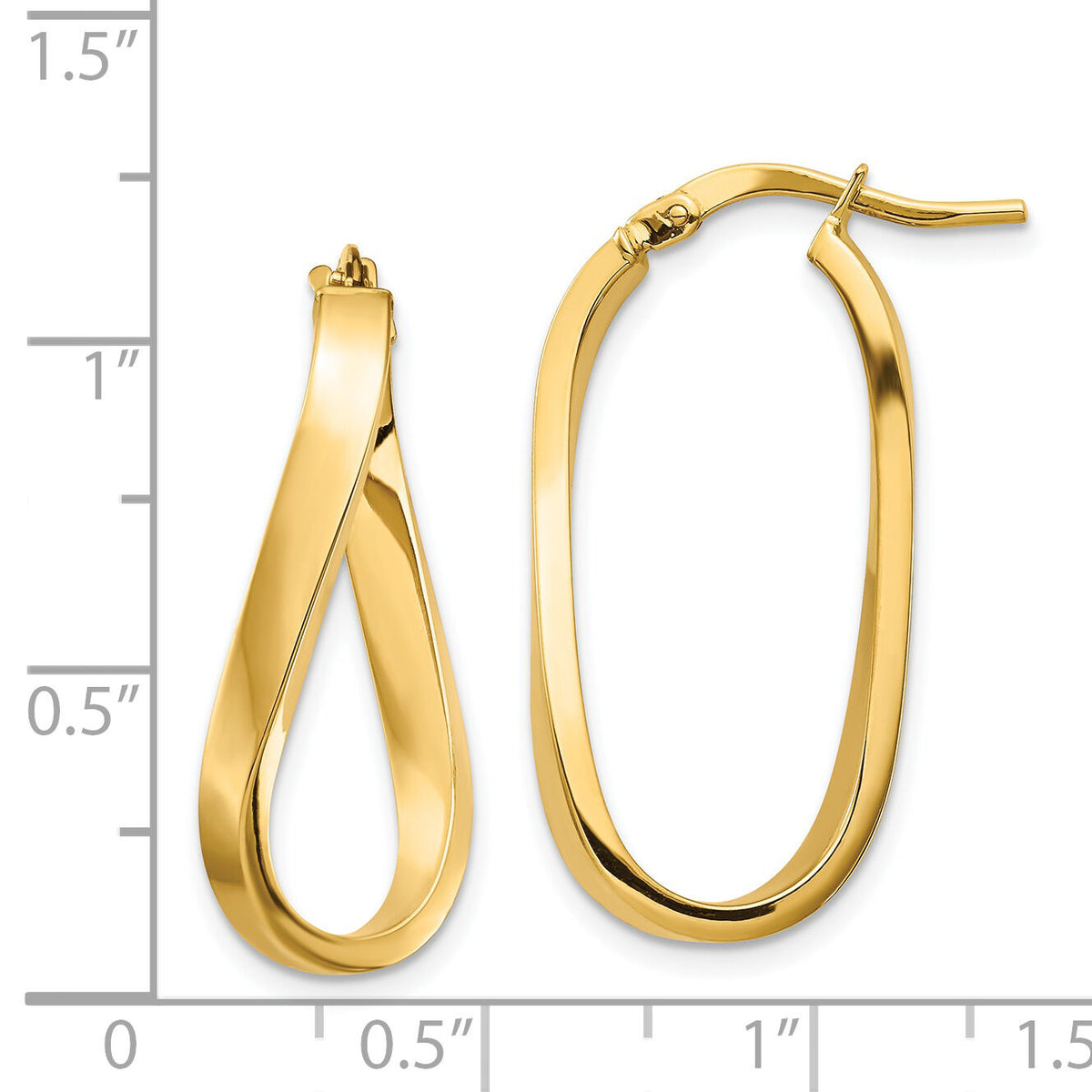14k Polished 3mm Wavy Hoop Earrings-TF1362