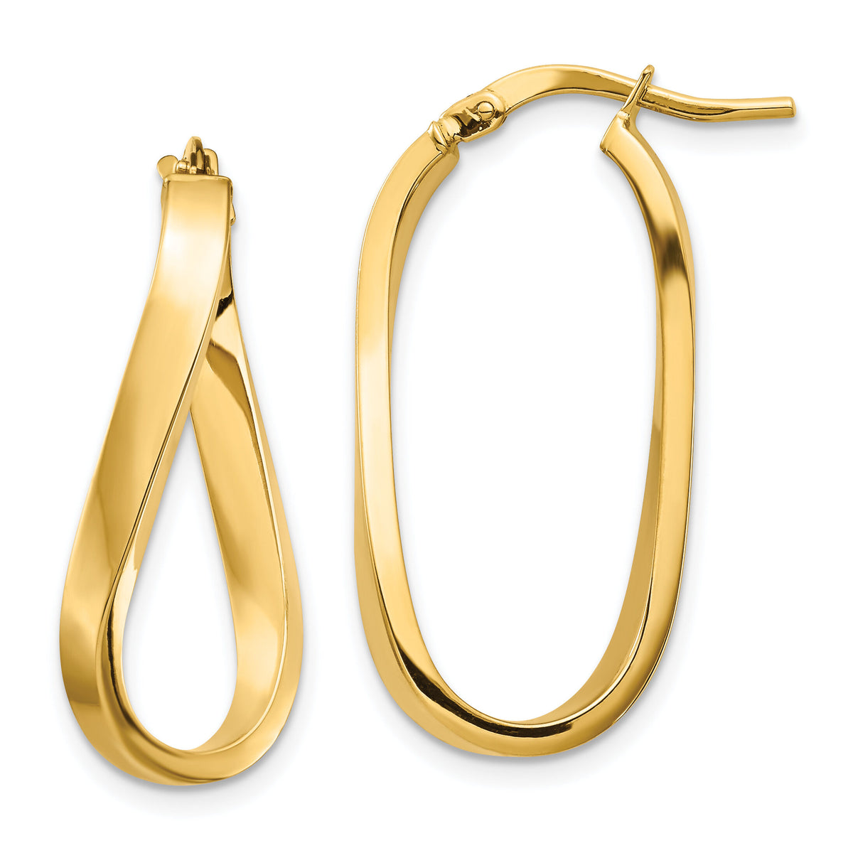 14k Polished 3mm Wavy Hoop Earrings-TF1362