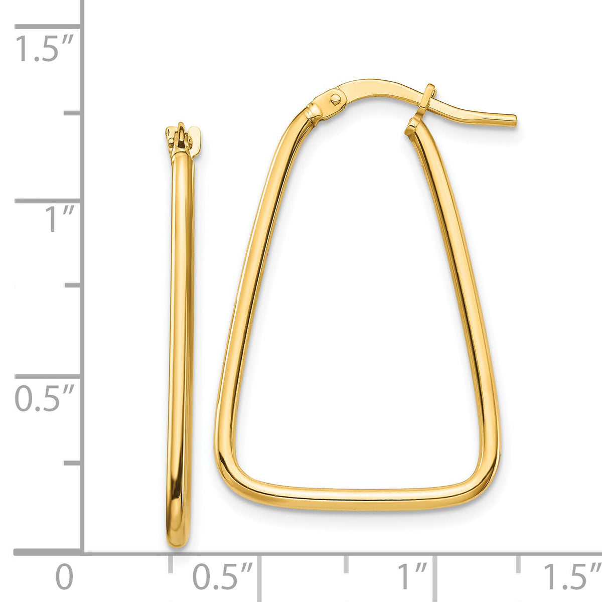 14k 1.5mm Polished Triangle Dangle Hoop Earrings-TF1366