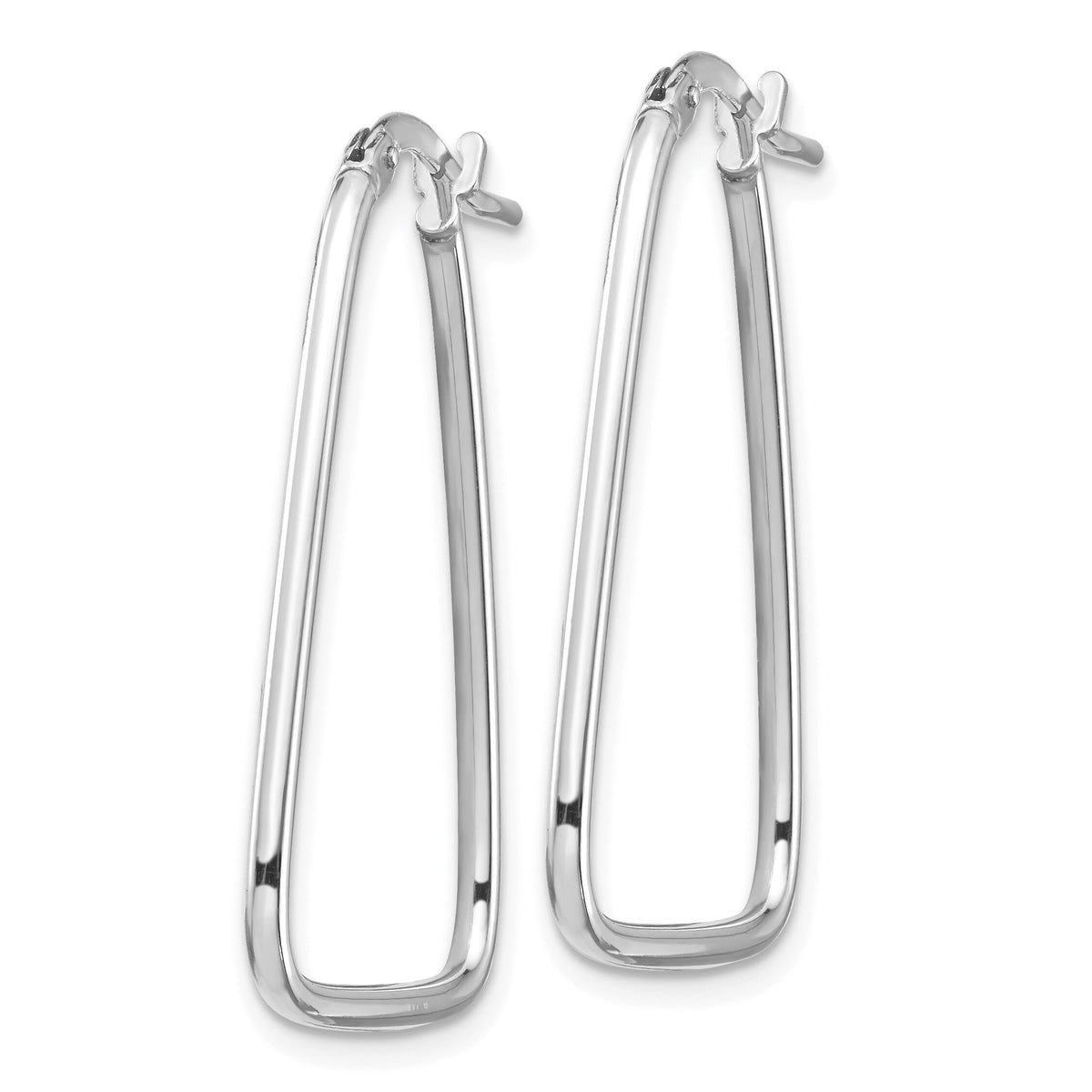 14k 1.5mm White Gold Polished Triangle Dangle Hoop Earrings-TF1366W