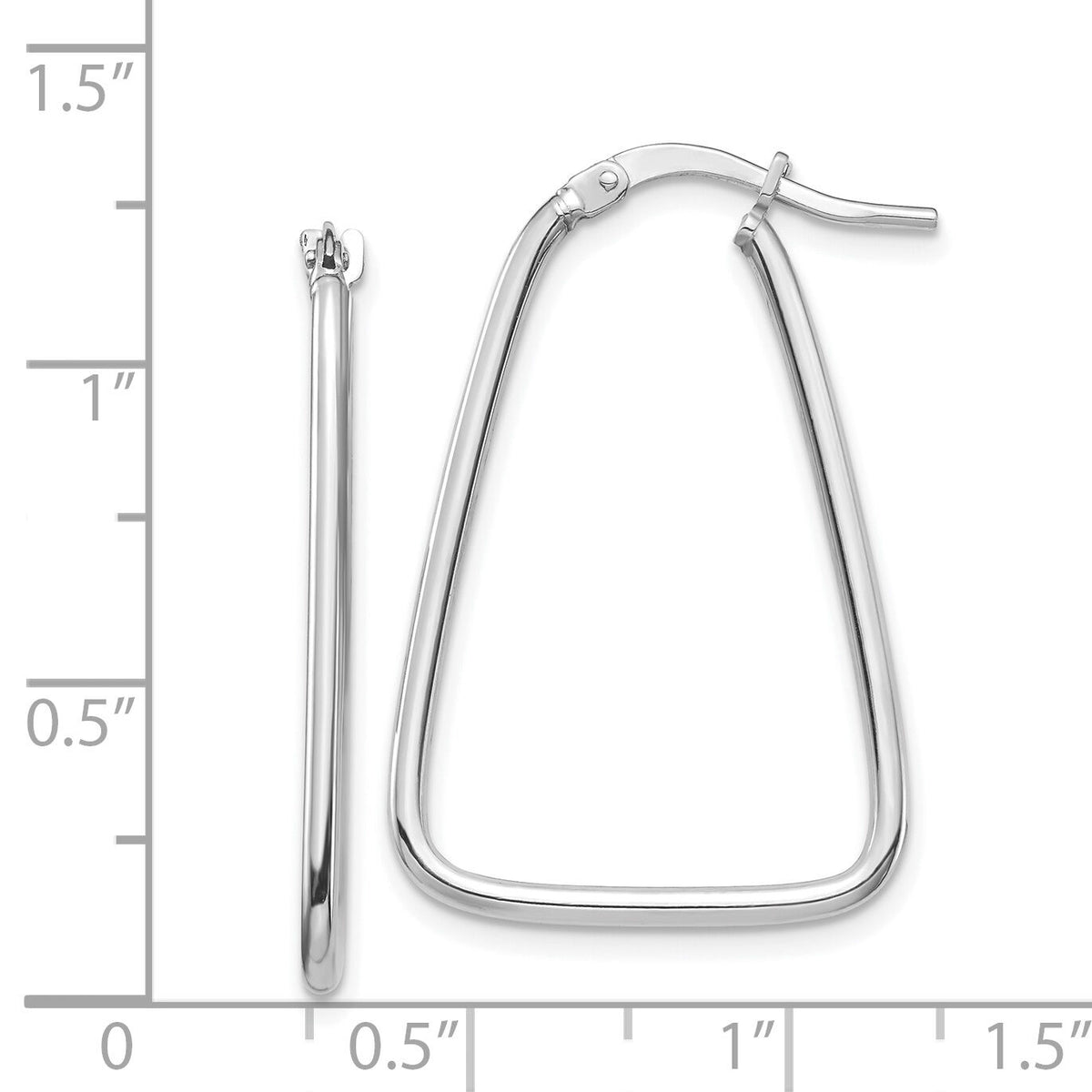 14k 1.5mm White Gold Polished Triangle Dangle Hoop Earrings-TF1366W