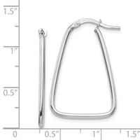 14k 1.5mm White Gold Polished Triangle Dangle Hoop Earrings-TF1366W
