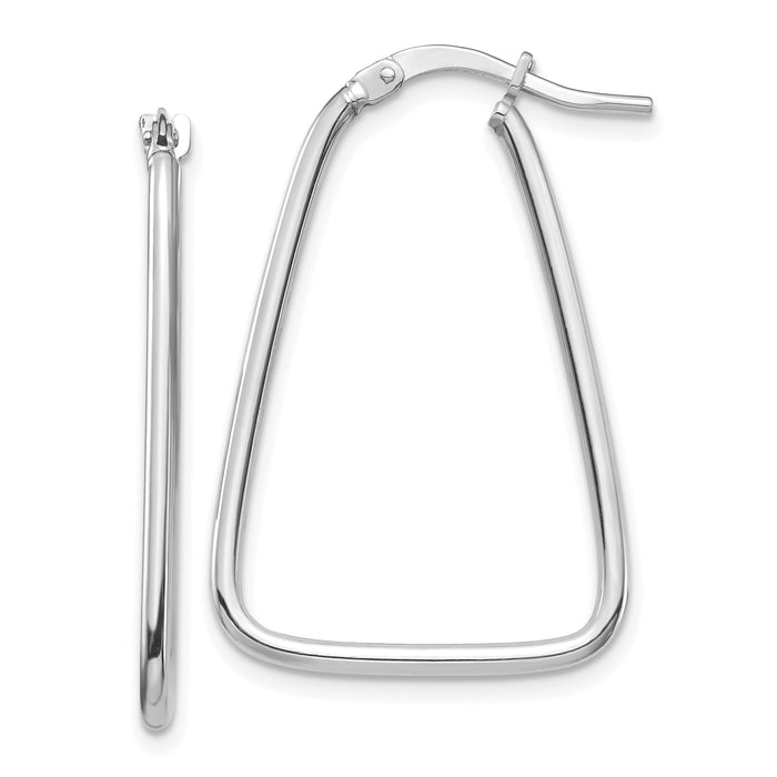 14k 1.5mm White Gold Polished Triangle Dangle Hoop Earrings-TF1366W