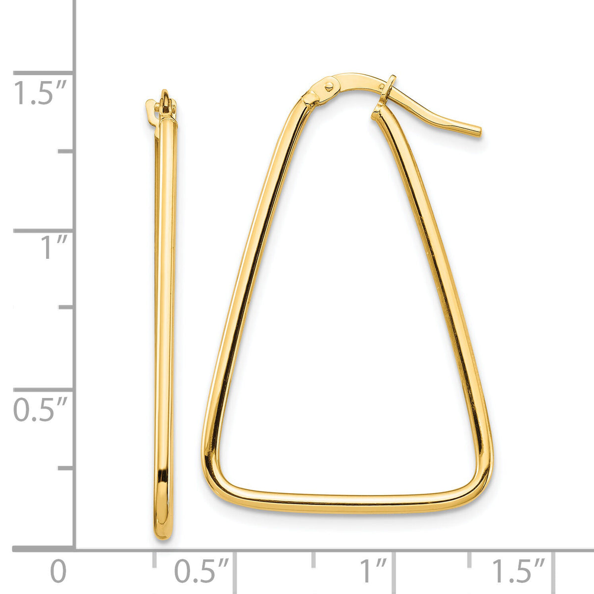 14k 1.5mm Polished Triangle Dangle Hoop Earrings-TF1367