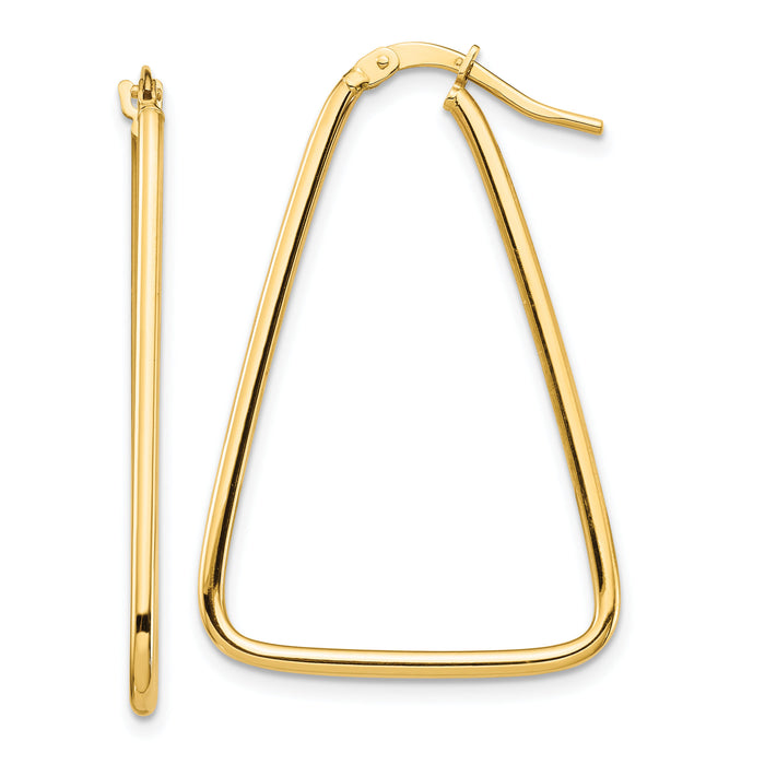 14k 1.5mm Polished Triangle Dangle Hoop Earrings-TF1367