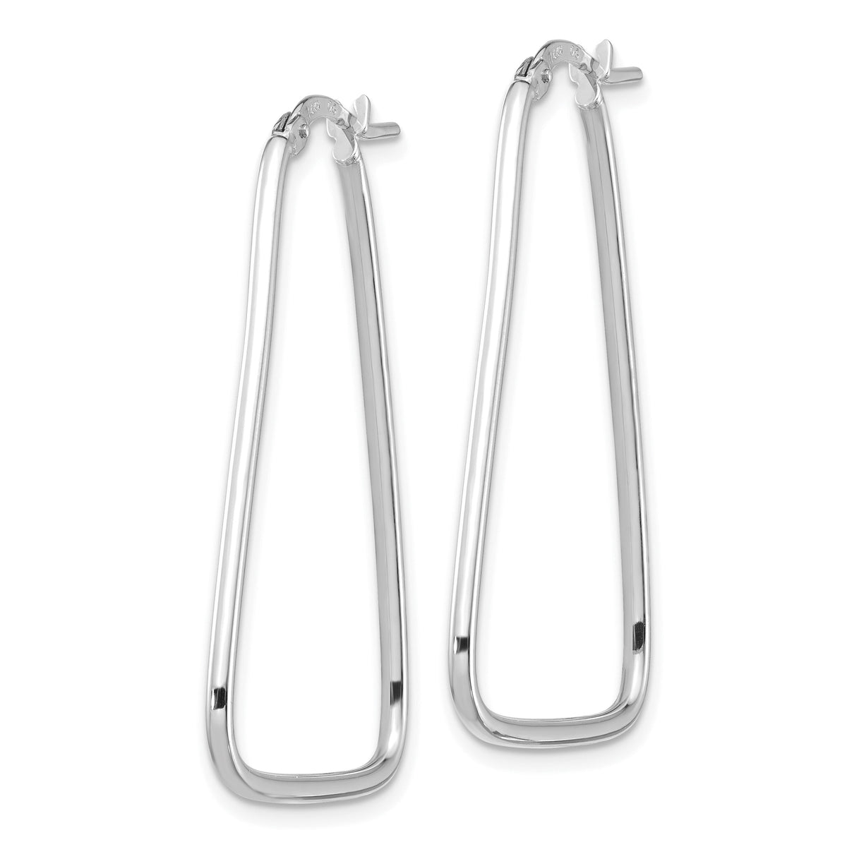 14k 1.5mm White Gold Polished Triangle Dangle Hoop Earrings-TF1367W