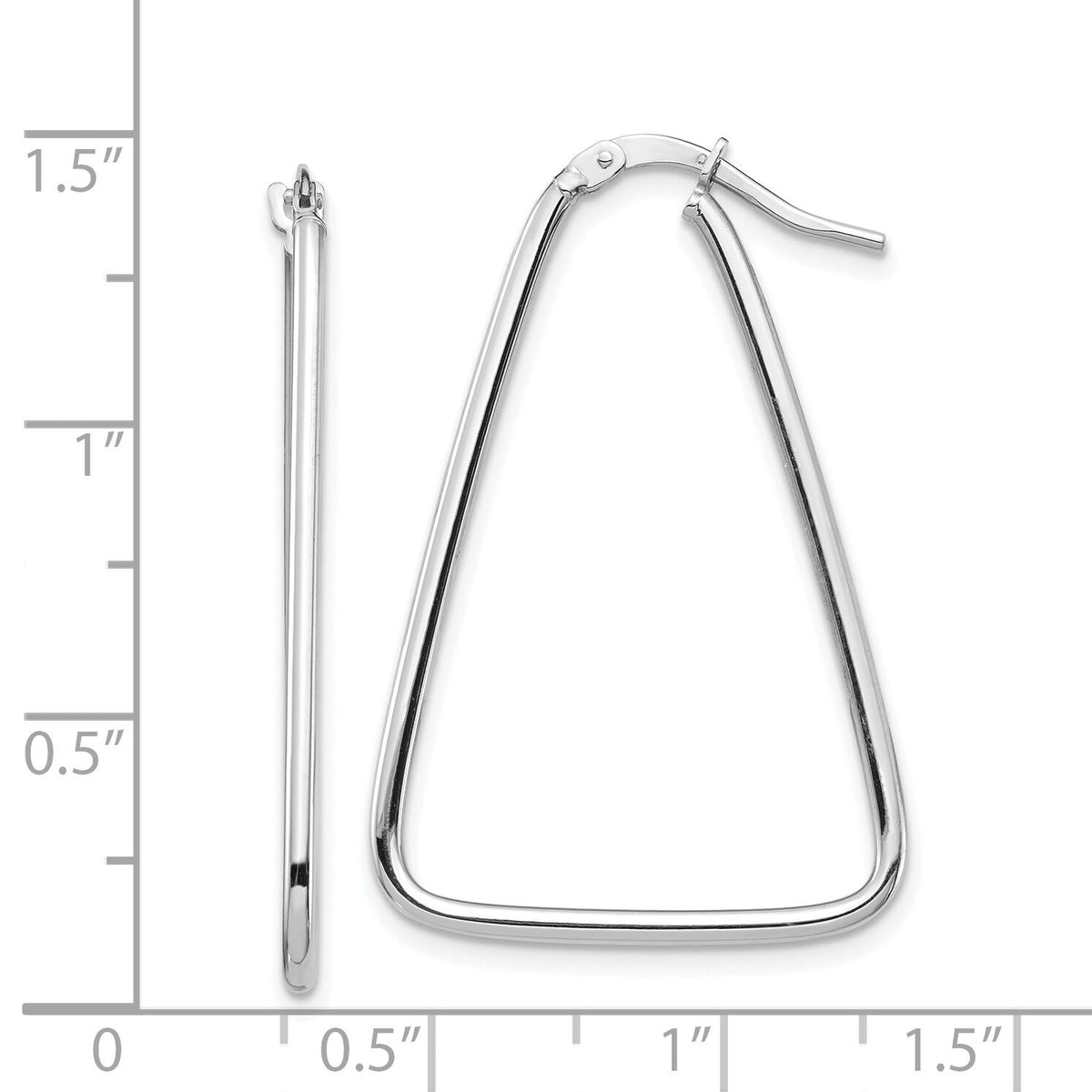 14k 1.5mm White Gold Polished Triangle Dangle Hoop Earrings-TF1367W