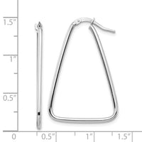 14k 1.5mm White Gold Polished Triangle Dangle Hoop Earrings-TF1367W