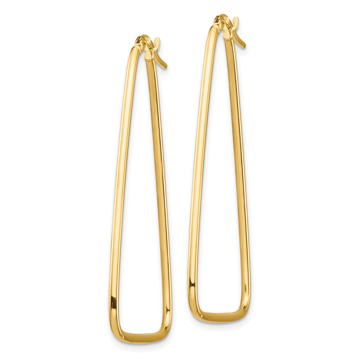 14k 1.5mm Polished Large Triangle Dangle Hoop Earrings-TF1368