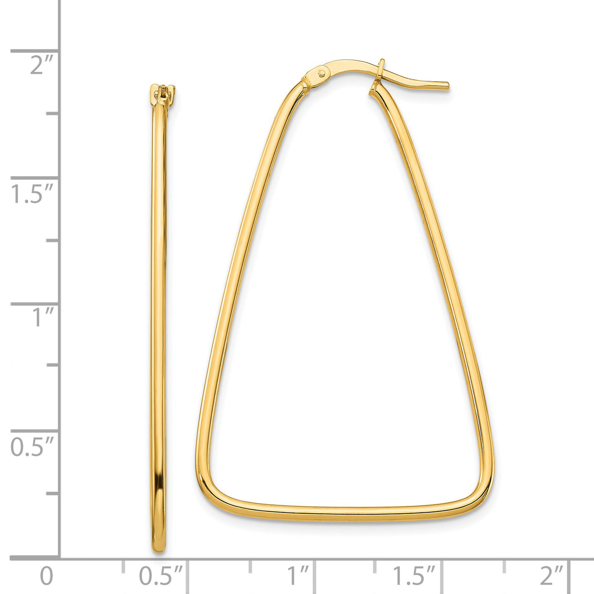14k 1.5mm Polished Large Triangle Dangle Hoop Earrings-TF1368