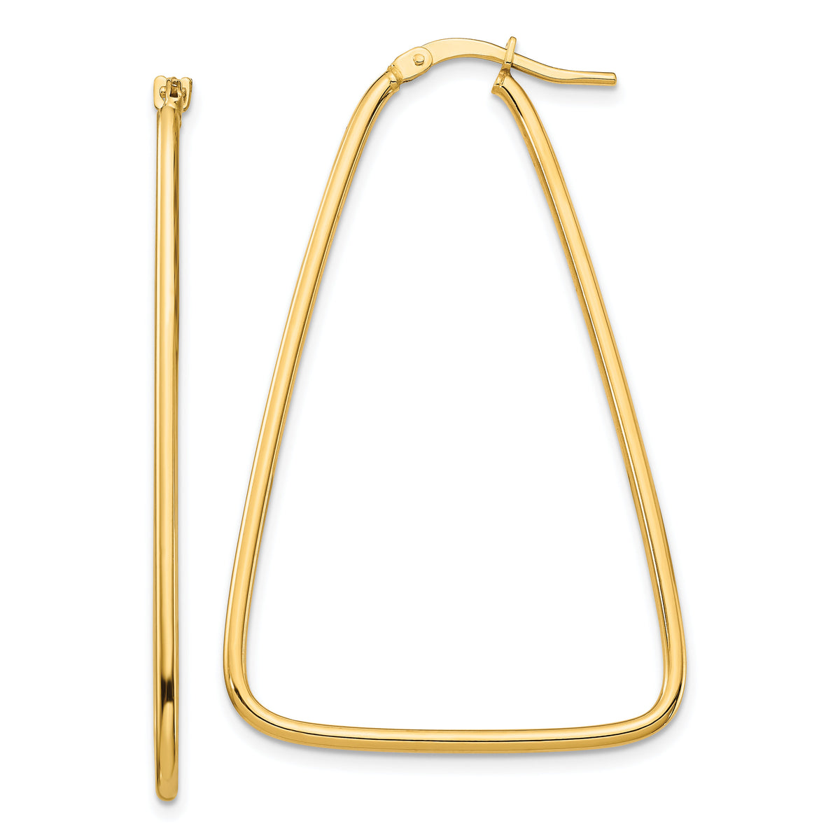 14k 1.5mm Polished Large Triangle Dangle Hoop Earrings-TF1368