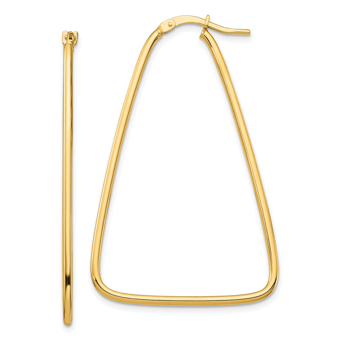 14k 1.5mm Polished Large Triangle Dangle Hoop Earrings-TF1368