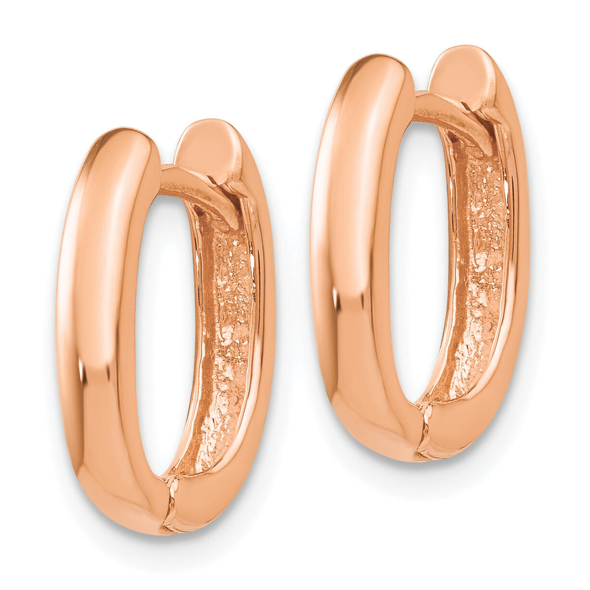 14k Rose Gold Oval Hinged Hoop Earrings-TF137