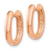 14k Rose Gold Oval Hinged Hoop Earrings-TF137