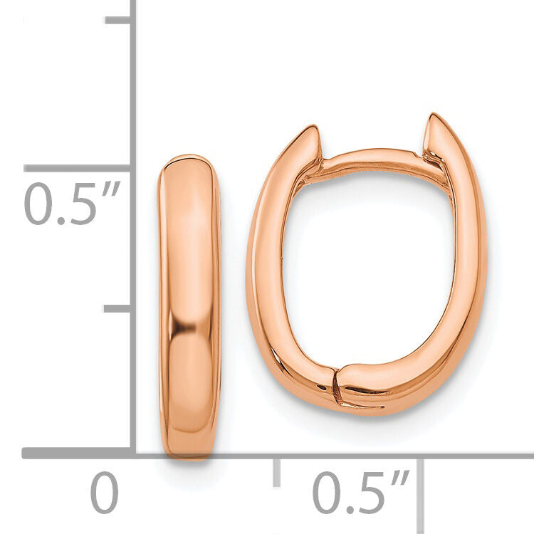 14k Rose Gold Oval Hinged Hoop Earrings-TF137