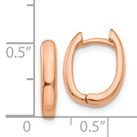 14k Rose Gold Oval Hinged Hoop Earrings-TF137