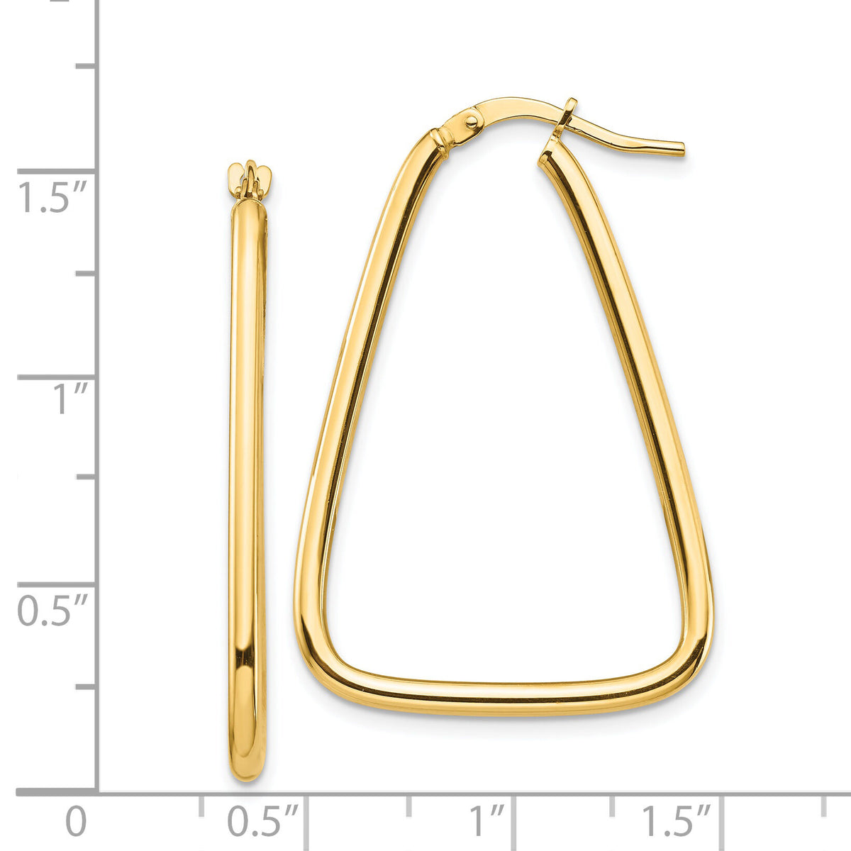 14k 2mm Polished Triangle Hoop Earrings-TF1375
