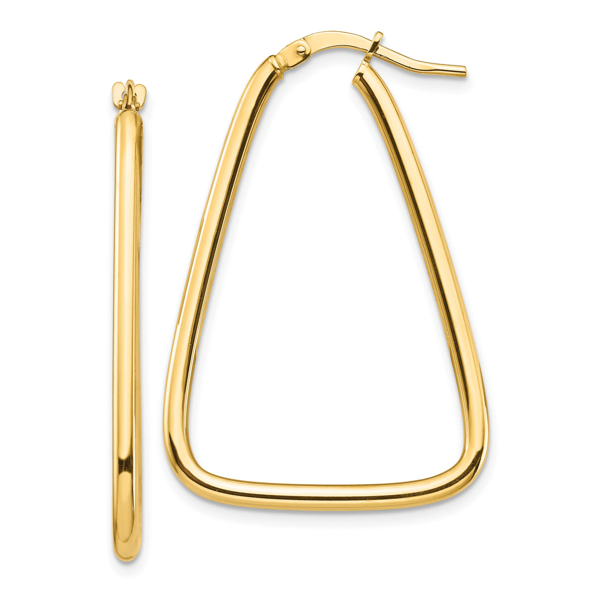 14k 2mm Polished Triangle Hoop Earrings-TF1375