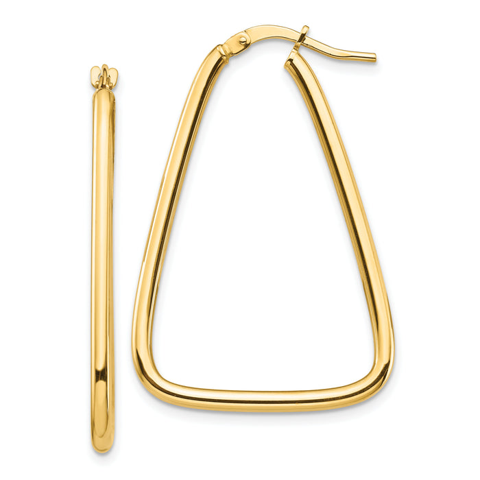 14k 2mm Polished Triangle Hoop Earrings-TF1375