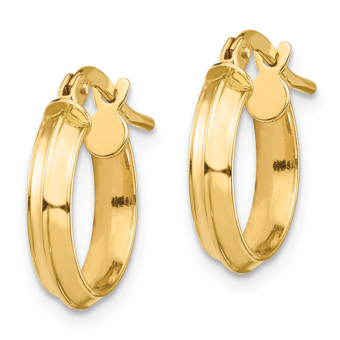 14k Polished Small 3mm Hoop Earrings-TF1380