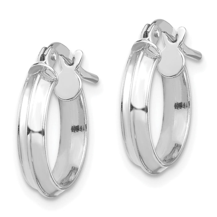 14k White Gold Polished Small 3mm Hoop Earrings-TF1380W