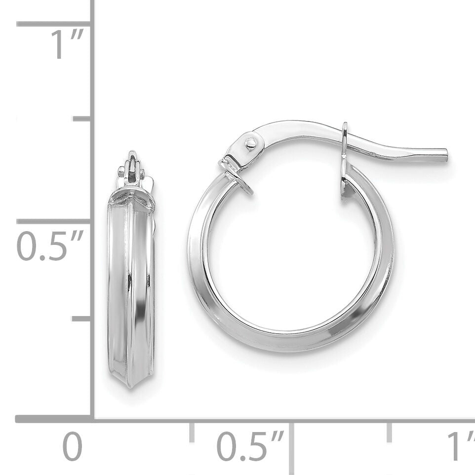 14k White Gold Polished Small 3mm Hoop Earrings-TF1380W