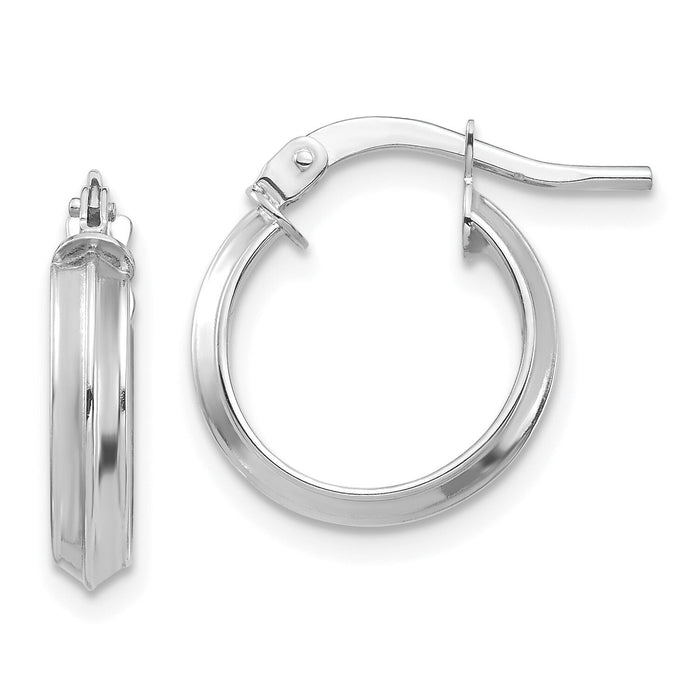 14k White Gold Polished Small 3mm Hoop Earrings-TF1380W