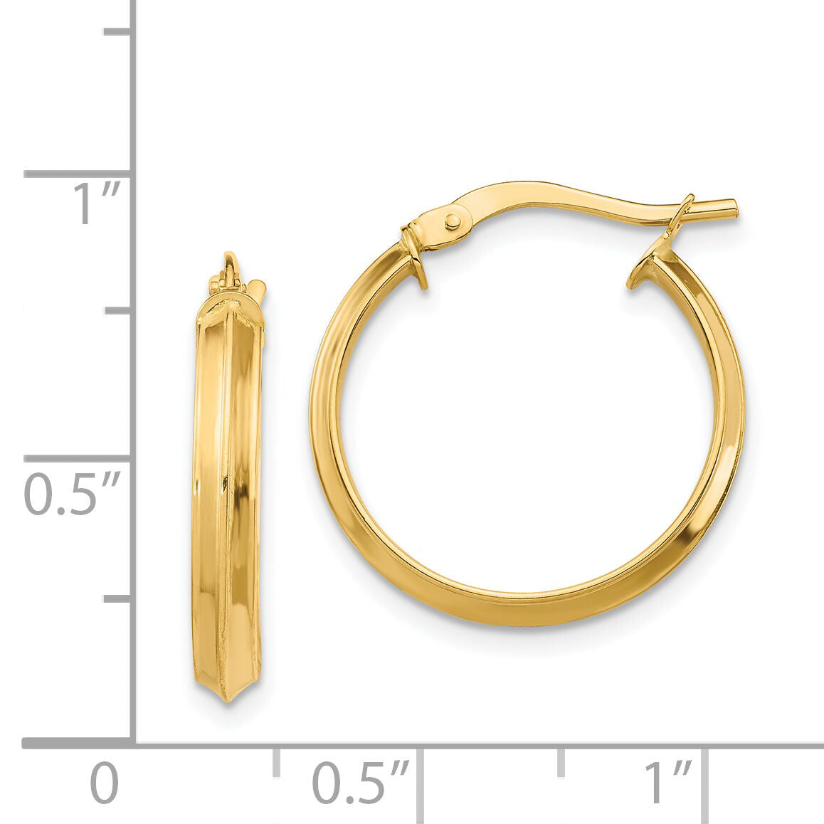 14k Polished Medium 3mm Hoop Earrings-TF1381