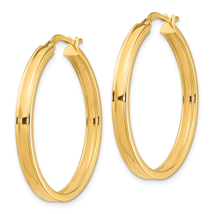 14k Polished 3mm Square Tube Hoop Earrings-TF1385