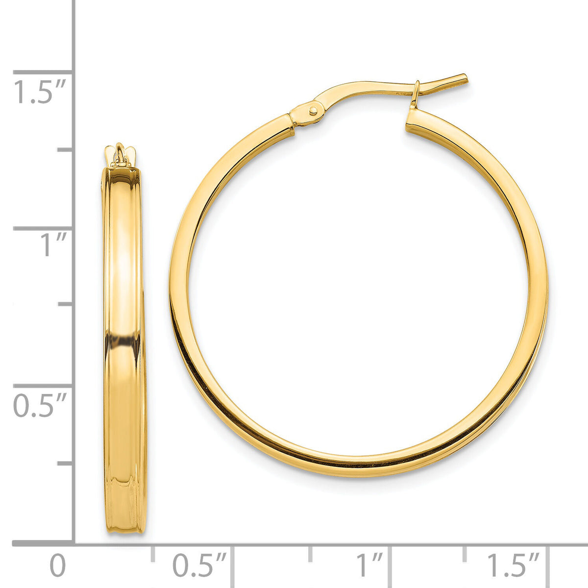 14k Polished 3mm Square Tube Hoop Earrings-TF1385